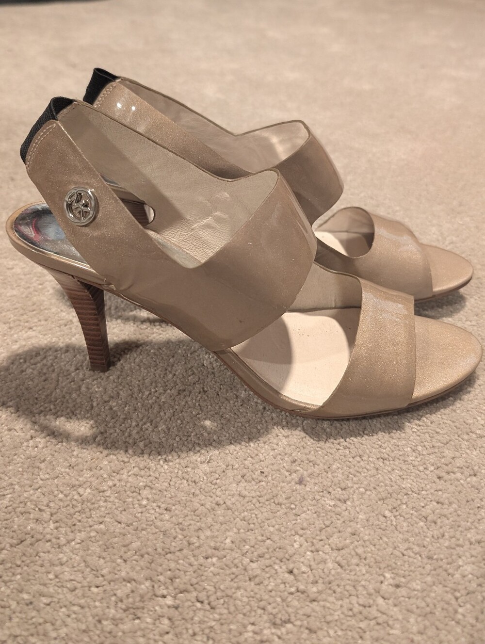 Michael Kors Taupe Elastic Strap Wedge Sandals